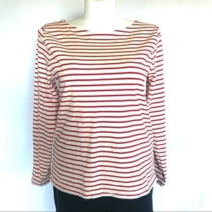 J.Crew red and off white striped top. Size XL
